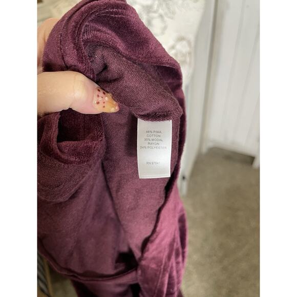 Pure Jill WOMENS Small Jacket Purple Velour Zip Hoodie Sweatshirt Lightweight - Picture 4 of 6
